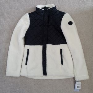 Women's Madden Girl Sweater Jacket Black and White, button down NWT, Size S